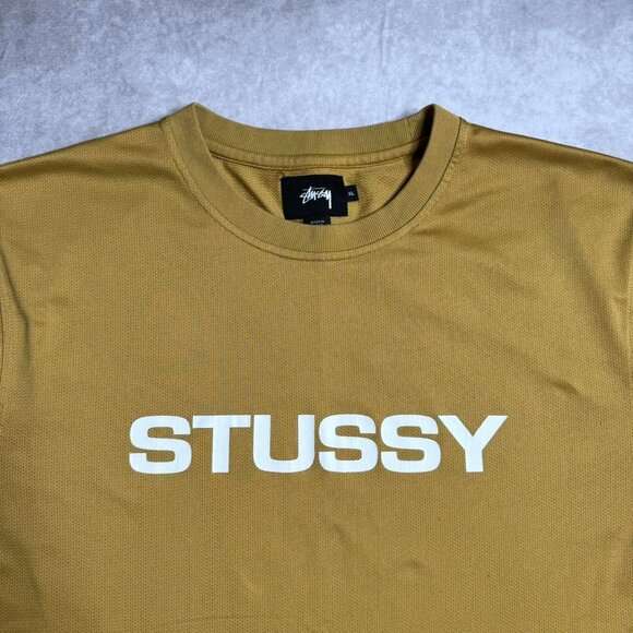 Gold Stussy Jersey T-Shirt - Picture 4 of 5